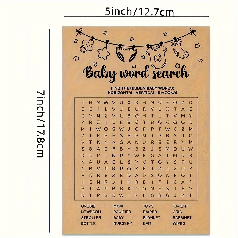 Baby Shower Game, Word Search  - Party Games No Supplies review and price